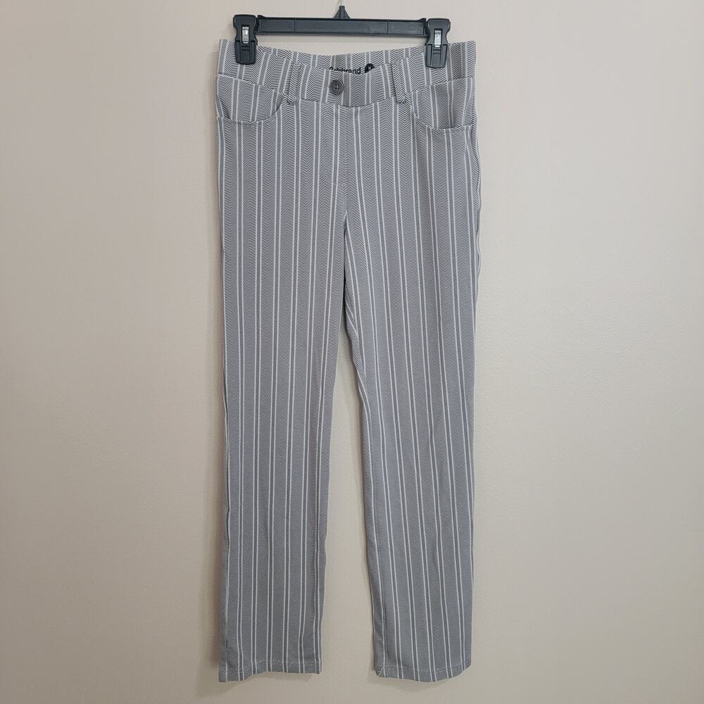 Betabrand Grey Striped Dress Pants Yoga Pants SZ Medium Petite